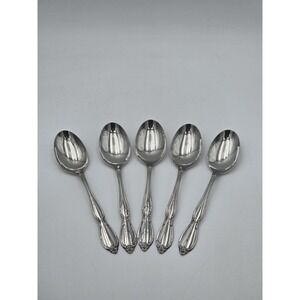5 Oneida Community Chatelaine Stainless Oval Soup Spoons Tablespoons